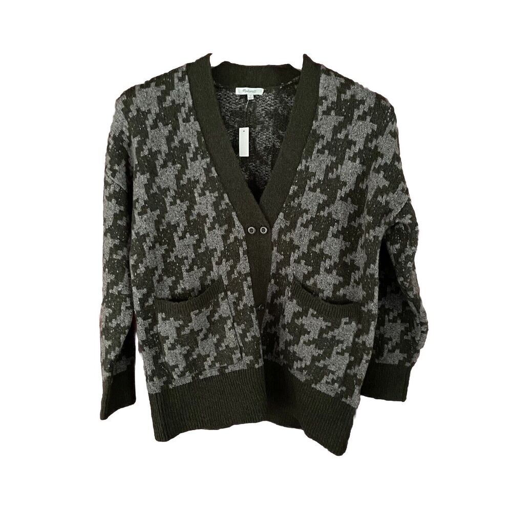 Madewell Allston Double-Button‎ Cardigan Sweater in Houndstooth Sz S Pockets New